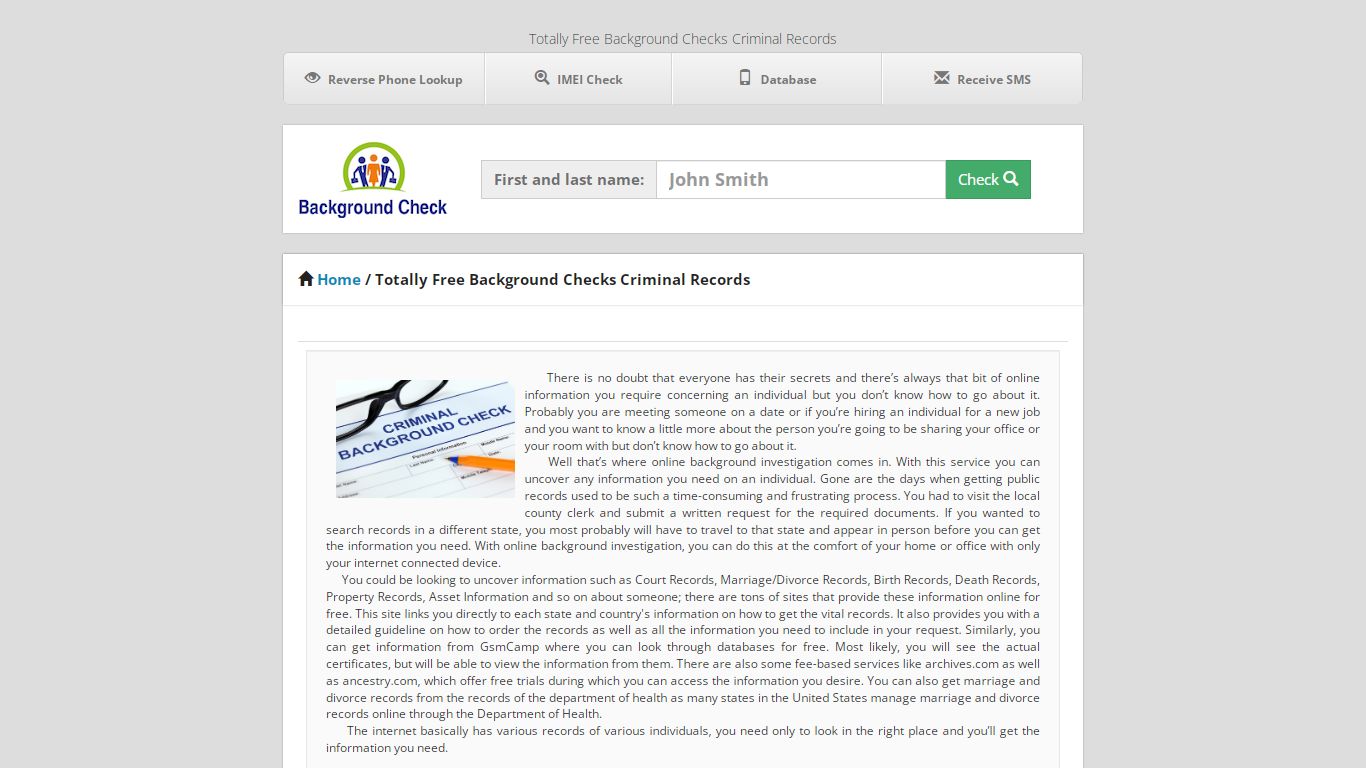 Totally Free Background Checks Criminal Records
